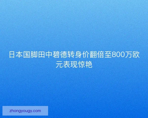 日本国脚田中碧德转身价翻倍至800万欧元表现惊艳